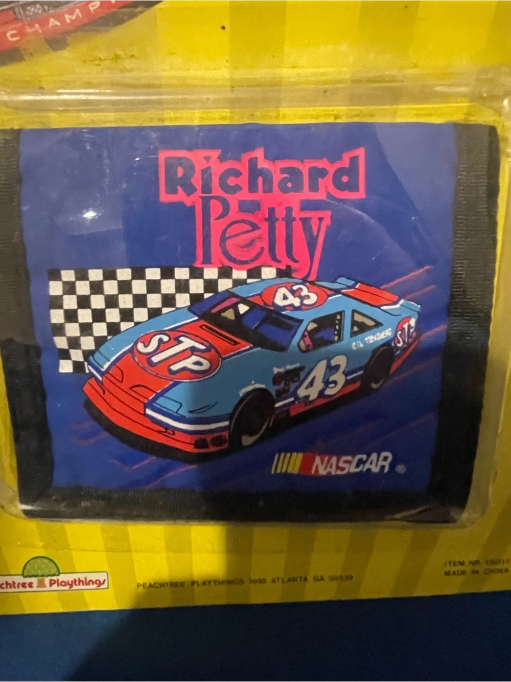 Vintage 90s Richard Petty NASCAR Trifold velcro Wallet UNOPENED NOS - Blue